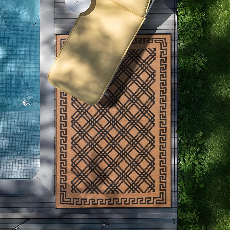BMCH Outdoor Rugs, Outdoor Plastic Straw Rug, Reversible Waterproof Carpet for Camping, Poolside, Garden, BBQ Area, Gazebo Flooring, RV Park & Beach, Classical Style, 6x9 - Image 4
