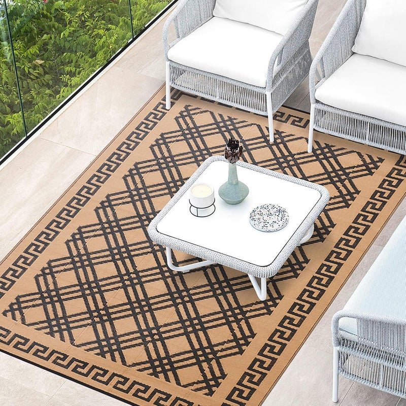BMCH Outdoor Rugs, Outdoor Plastic Straw Rug, Reversible Waterproof Carpet for Camping, Poolside, Garden, BBQ Area, Gazebo Flooring, RV Park & Beach, Classical Style, 6x9 - Image 3
