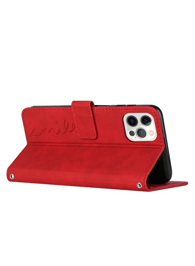 Zaboon Case For iPhone 12 Pro Max Skin Feel Heart Pattern Leather Phone Case - Image 4