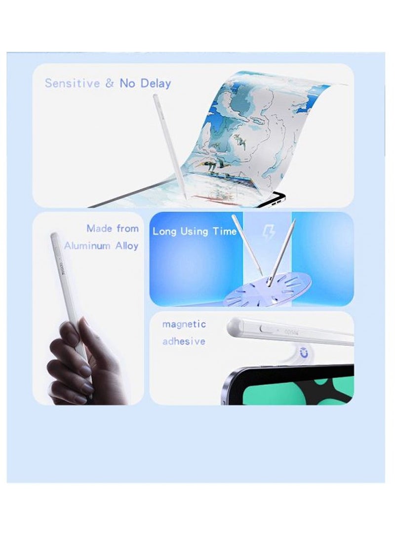 Yesido ST15 Aluminum Alloy Pom Tip No Delay Universal Active Stylus Pen With Magnetic Adhesive Design White - Image 4