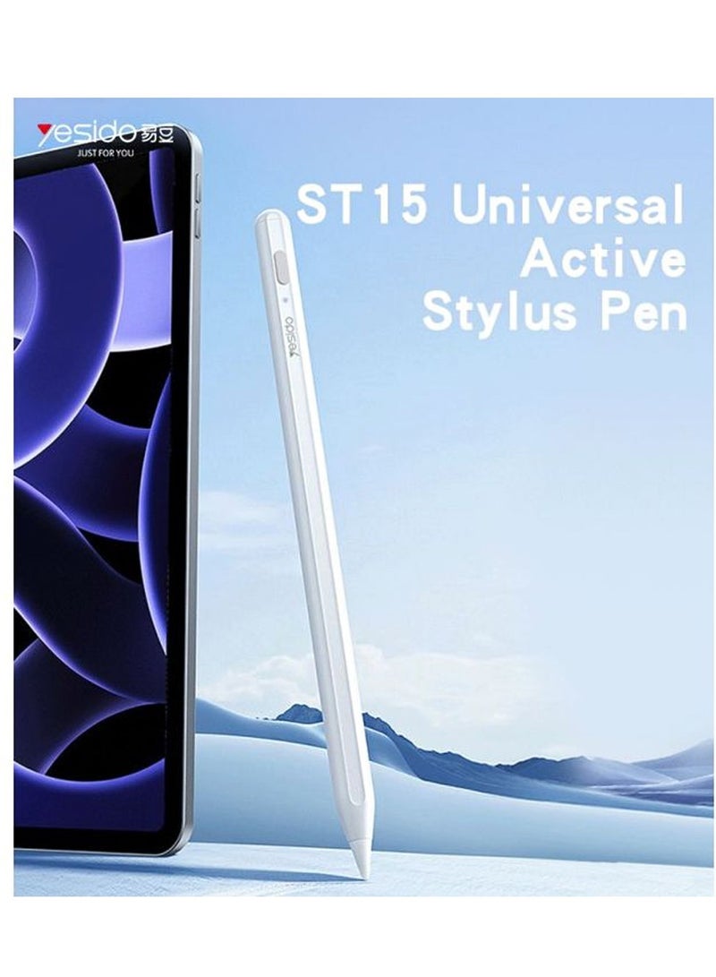 Yesido ST15 Aluminum Alloy Pom Tip No Delay Universal Active Stylus Pen With Magnetic Adhesive Design White - Image 3