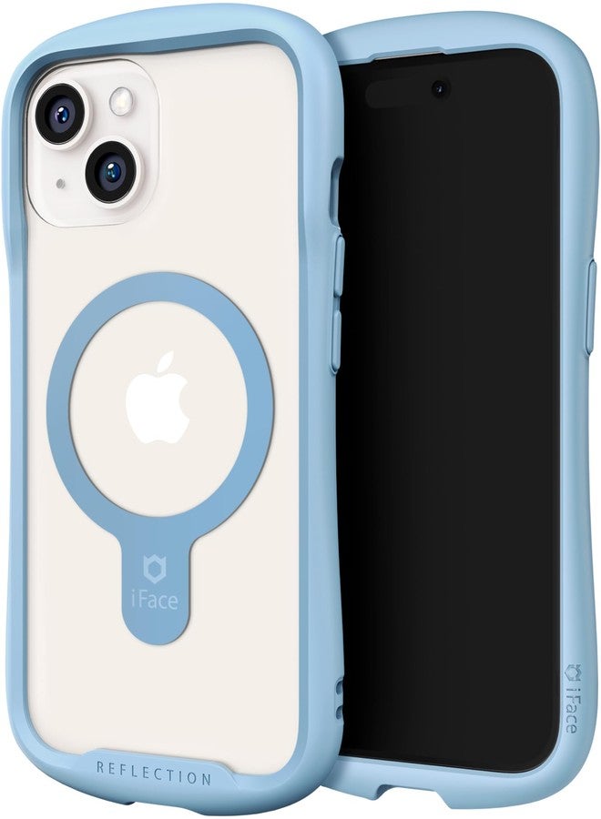 أي فيس غطاء iFace شفاف متوافق مع iPhone 15 - [انعكاس] (متوافق مع MagSafe) غطاء هاتف من الزجاج المقوى مع واقي مانع للانزلاق - أزرق فاتح - Image 1