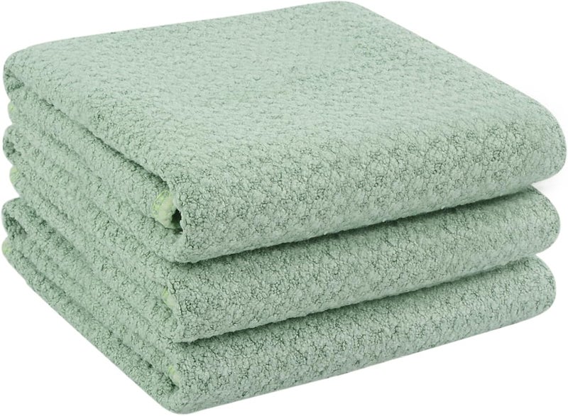 VIVOTE 3 Pack Microfibre Tea Towels Thick Tea Towels for Kitchen, Super Absorbent & No Linting Kitchen Towels, Durable Tea Towels Set 40cm x 56cm（Green） - Image 1