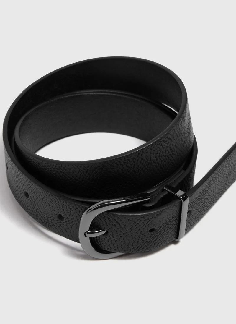 Matalan Black Gunmetal Jeans Belt