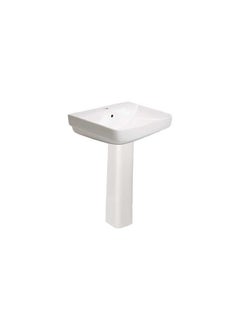 SOMANY Celora Wash Basin Full Pedestal White Elegant Ceramic Bathroom Sink, Durable Pedestal Basin for Home, Modern White Bathroom Sink, Space Saving Pedestal Sink 