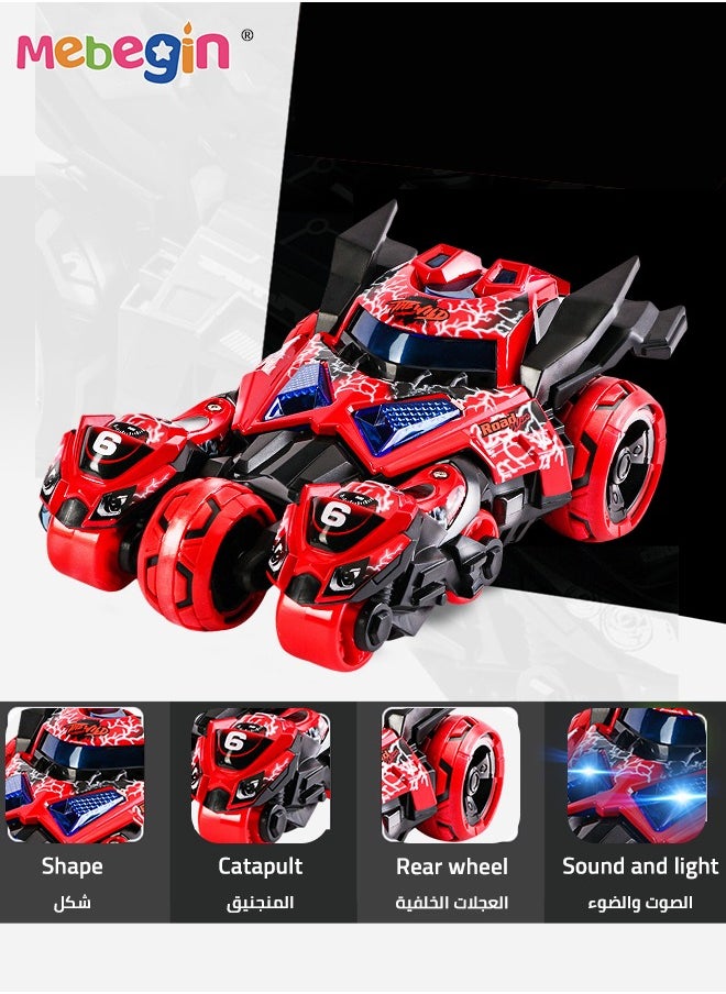 MEBEGIN - 3-in-1 Transformer Electric Toy, Ejection Chariot Pull-back Alloy Car with Light and Music, 1:32 Scale Model Toy, Motorcycle Deformation Vehicle, Pull Back Cars Toys, Die-cast Car Models, Ideal Gift for Kids Aged 3+, 10.5*18*7.5cm - Image 1