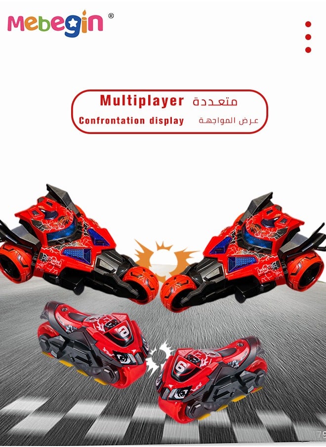 MEBEGIN - 3-in-1 Transformer Electric Toy, Ejection Chariot Pull-back Alloy Car with Light and Music, 1:32 Scale Model Toy, Motorcycle Deformation Vehicle, Pull Back Cars Toys, Die-cast Car Models, Ideal Gift for Kids Aged 3+, 10.5*18*7.5cm - Image 1