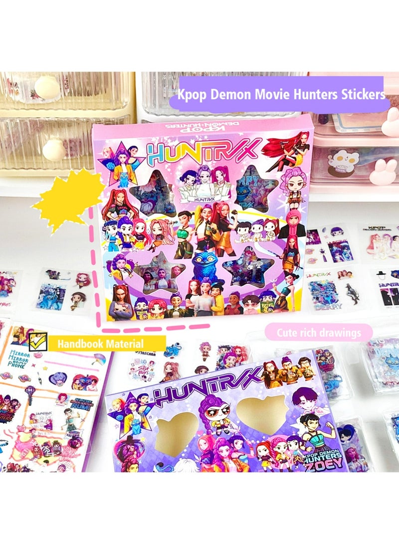 320pcs Kpop Demon Movie Hunters Stickers, Rumi Mira Zoey Saja Boys Jinu, Vibrant Cartoon, Vinyl, Multi-purpose, Indoor, Irregular Sheet, Waterproof PVC, Reusable, Great Gift for Teens - Image 3