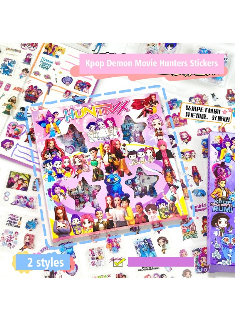 320pcs Kpop Demon Movie Hunters Stickers, Rumi Mira Zoey Saja Boys Jinu, Vibrant Cartoon, Vinyl, Multi-purpose, Indoor, Irregular Sheet, Waterproof PVC, Reusable, Great Gift for Teens - Image 4