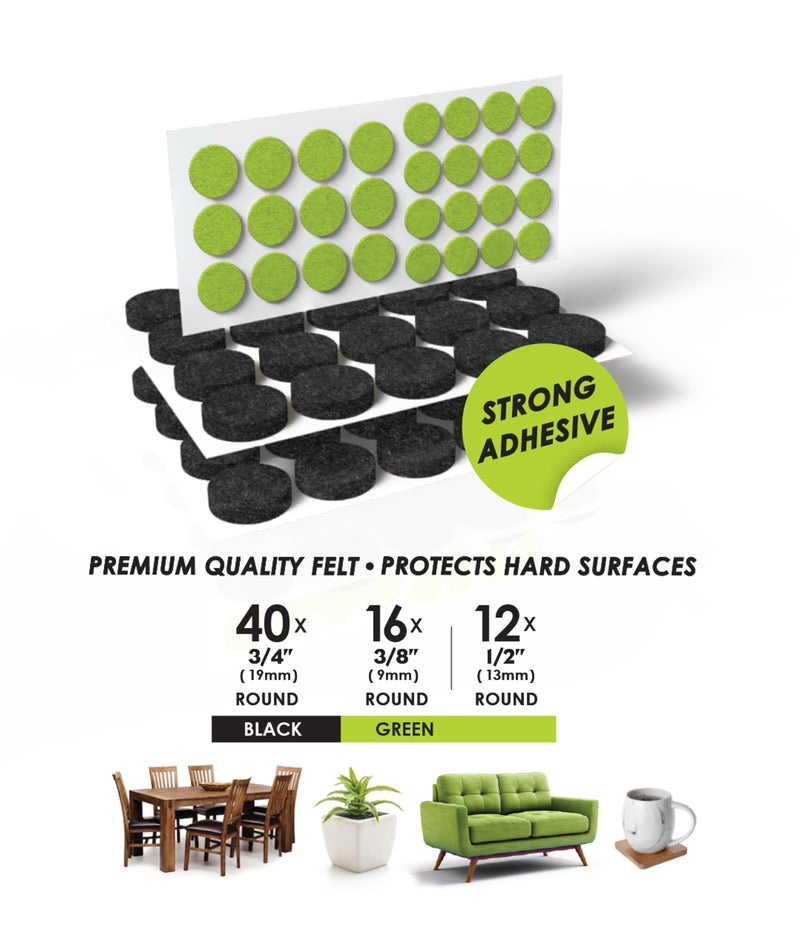 Slipstick Gorilla Felt ? Inch Furniture Pads (68 Pcs) Premium Furniture Pads & Chair Leg Floor Protectors For Hardwood Floors & Hard Surfaces - Image 4