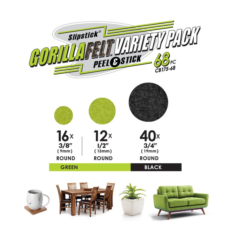 Slipstick Gorilla Felt ? Inch Furniture Pads (68 Pcs) Premium Furniture Pads & Chair Leg Floor Protectors For Hardwood Floors & Hard Surfaces - Image 3