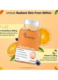 Herbal Max Herbal Max L-Glutathione with Vitamin C Tablets 30  - Image 2