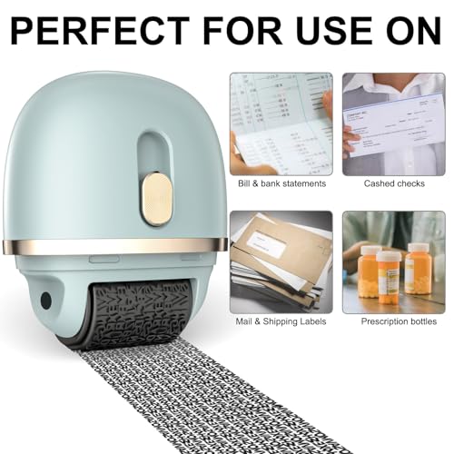 Lomil Identity Protection Roller Stamps - Wide Identity Theft Protection Stamp for ID Blockout with Refills - Privacy Confidential and Address Blocker (Blue, 2 Pack) - Image 2