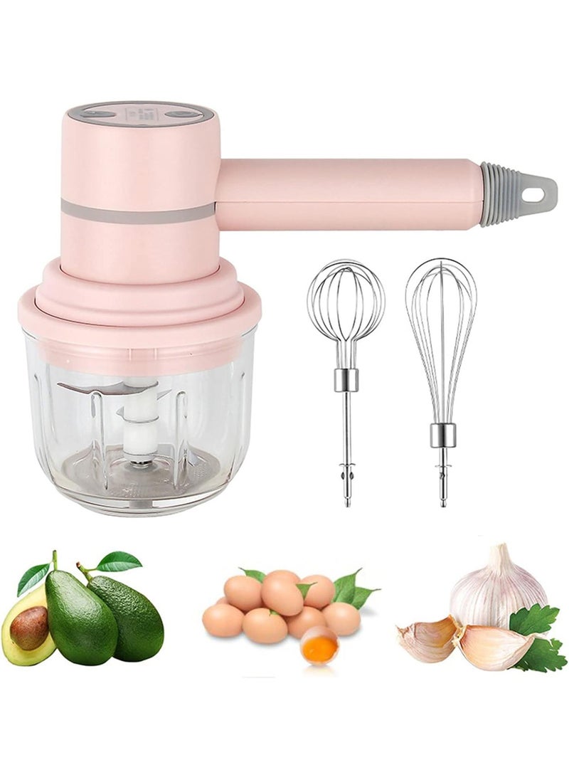 Bluejw Multi-Functional Mini Chopper One-Touch Operation Dishwasher-Safe Universal Steel Blades 300ml Glass Bowl Included USB Portable Small Electric Food Chopper - Image 1