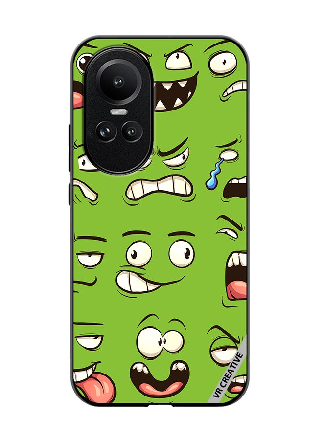 VR CREATIVE Protective Case Cover For Oppo Reno 10 Pro Green Faces Design Multicolour - Image 1