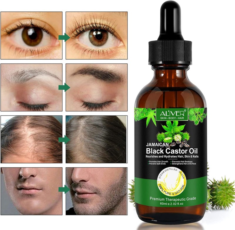 ALIVER Black Castor Oil (2.02 fl oz), Nourishes and Hydrates Hair, Skin & Nails, Prevents Hair Breakage, Organic Hair Growth Oil, Natural Hair Care Oil, Cruelty Free - Image 5