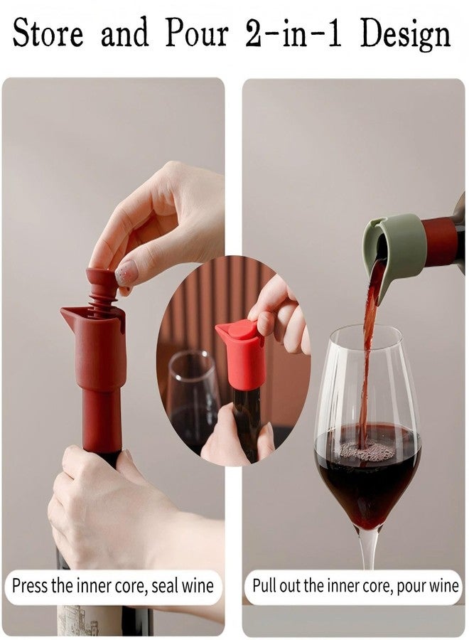 KINTEGOOD Silicone Wine Stoppers, Double Sealed Reusable Beverage Bottle Sealing Lids with Easy Pour Feature, Coffee Color, 1 Pack - Image 2