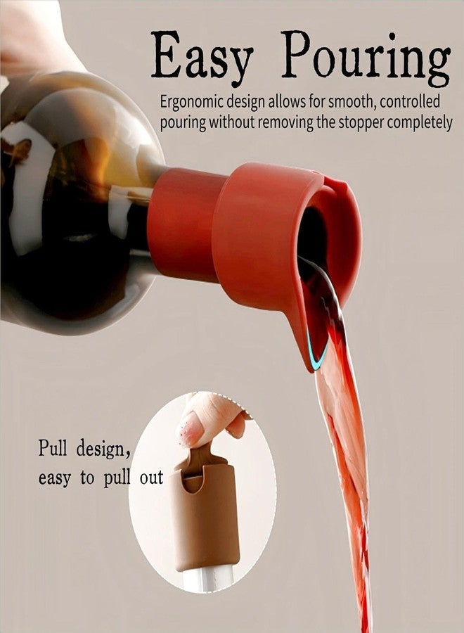 KINTEGOOD Silicone Wine Stoppers, Double Sealed Reusable Beverage Bottle Sealing Lids with Easy Pour Feature, Coffee Color, 1 Pack - Image 3