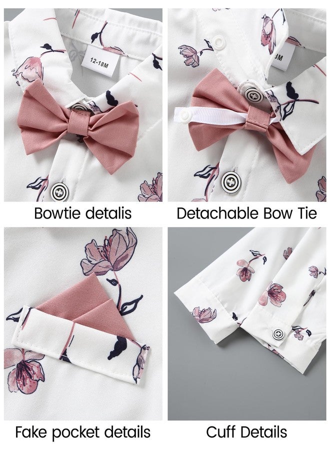 nilikastta Boys Wedding Guest Outfit Boy Dress Shirt with Bowtie/Suspender Pants for Social Activities 7-8 Years Pink - Image 4