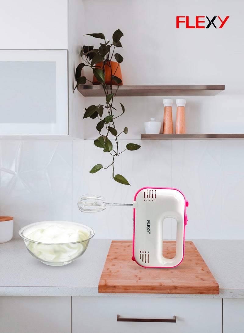 Flexy Electric 200W Hand Mixer With Pure Copper Motor Stainless Steel 2 Beaters 2 Dough Hooks And Durable Handles - Image 4