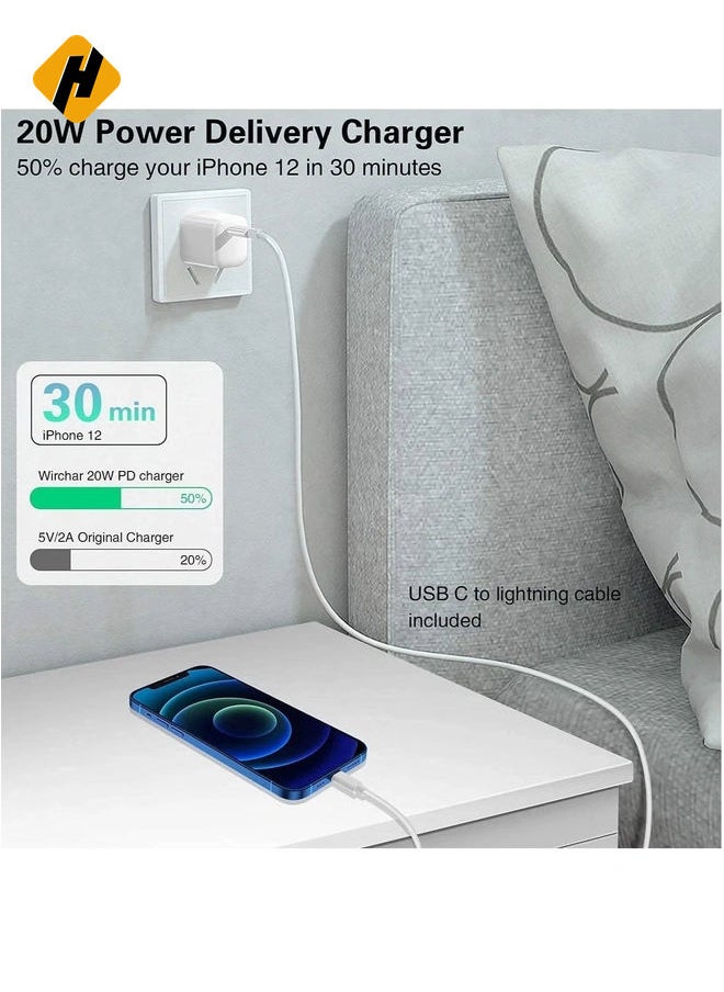 HuHa - 20W PD Charger for iPhone Original 20W PD Fast Type C Wall Charger with Charging Compatible Compatible with iPhone13/13 Mini Pro Max/12 Pro Max/12 Mini/11 Pro Max/Xs Max/XR/X/8Plus,iPad - Image 1