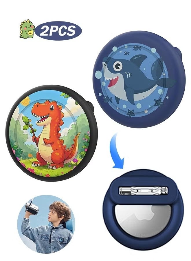 Air Tags-2 Pack Airtag Holder Case with Cute Cartoon Pattern, Silicone Airtag Holder with Safety Brooch Pins, Anti-Lost for Kids, Clothing, Backpack - Image 1