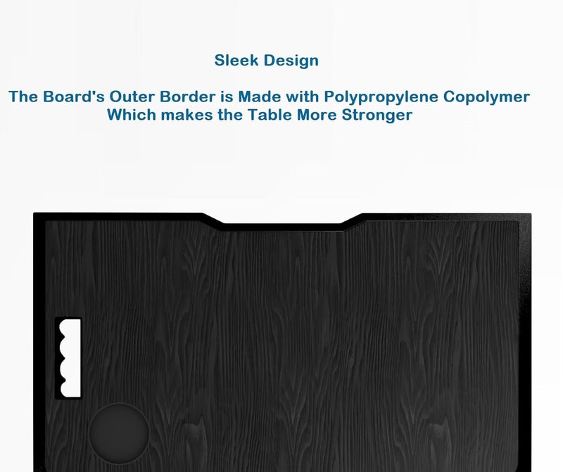 Radiant Engineered Wood Multipurpose Foldable Laptop Table, Cup Holder, Drawer, Mac Holder, Study Table, Breakfast Table, Portable, Ergonomic, Rounded Edges, Non-Slip Legs (Black), 60cm, 40cm - Image 4