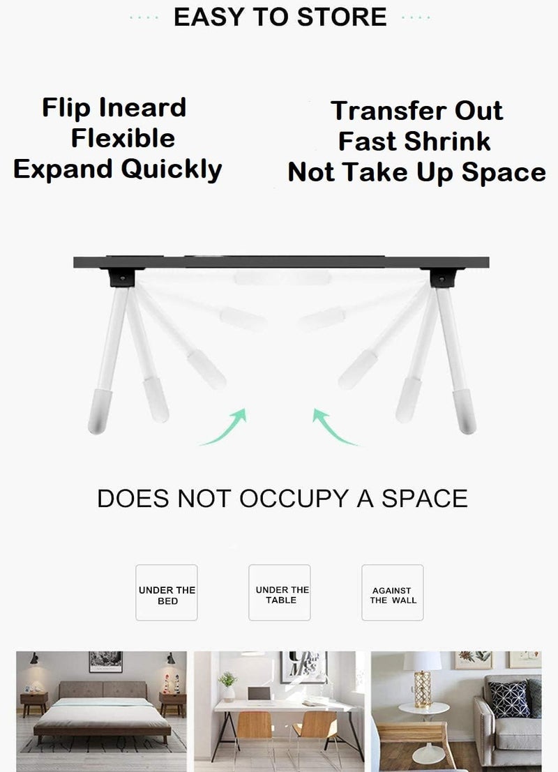 Radiant Engineered Wood Multipurpose Foldable Laptop Table, Cup Holder, Drawer, Mac Holder, Study Table, Breakfast Table, Portable, Ergonomic, Rounded Edges, Non-Slip Legs (Black), 60cm, 40cm - Image 5