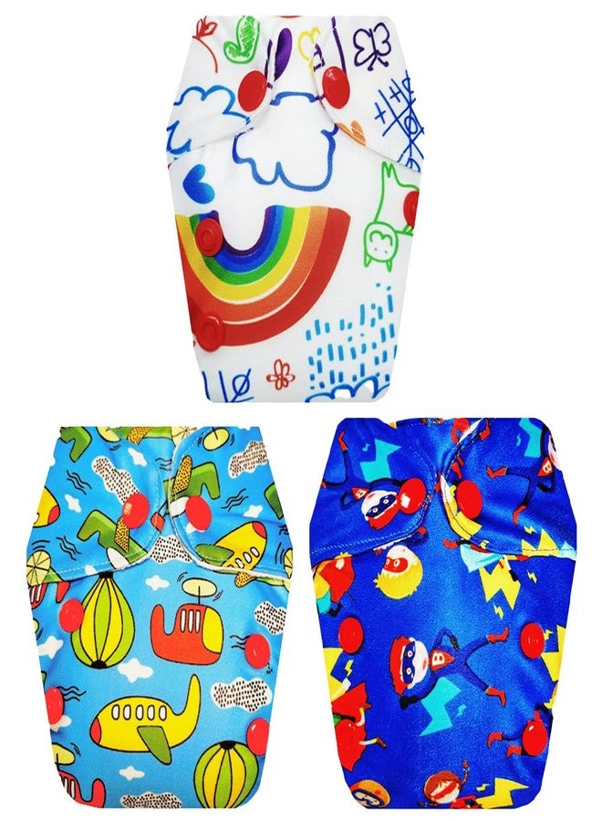 حفاضات قماشية فاخرة من دمبلدو للأطفال حديثي الولادة مع حشوة داخلية مدمجة (عبوة من 3 قطع) | ناعمة ولطيفة | وسادة ماصة من 6 طبقات | سهلة التنظيف | مثالية لفصل الصيف الهندي | من 0 إلى 4 أشهر | للجنسين - Image 1