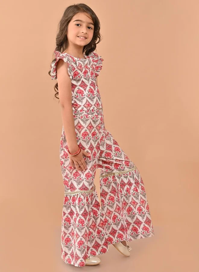 LILPICKS Printed Top with Sharara Set