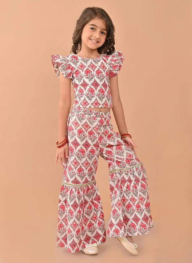 LILPICKS Printed Top with Sharara Set