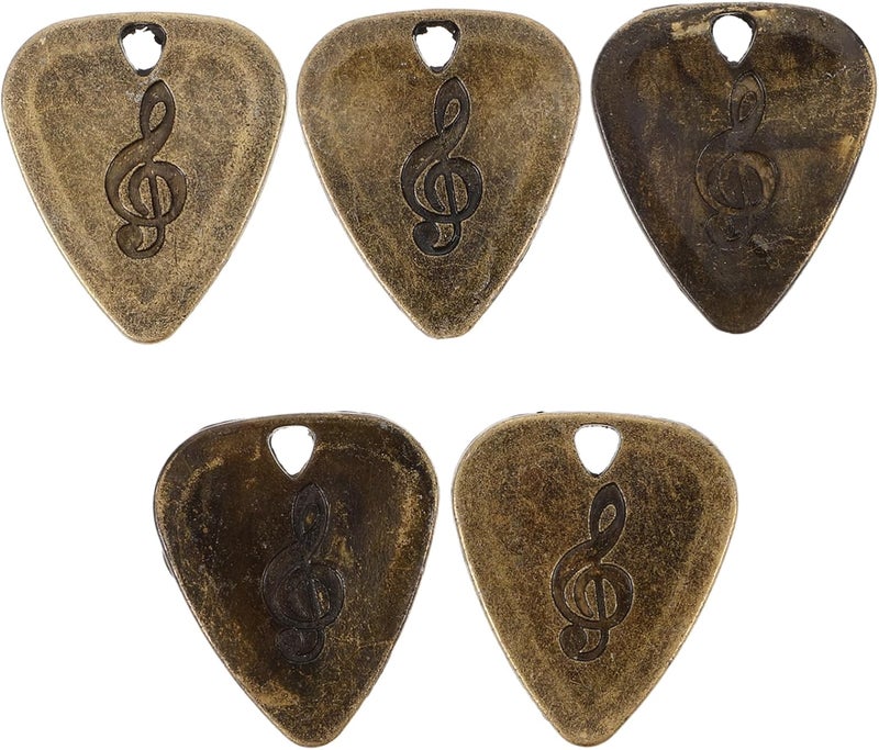 5pcs Decorative Zinc Alloy Guitar Picks for Electric Acoustic Guitar and Ukulele with Unique Design and Smooth Finish - Image 1