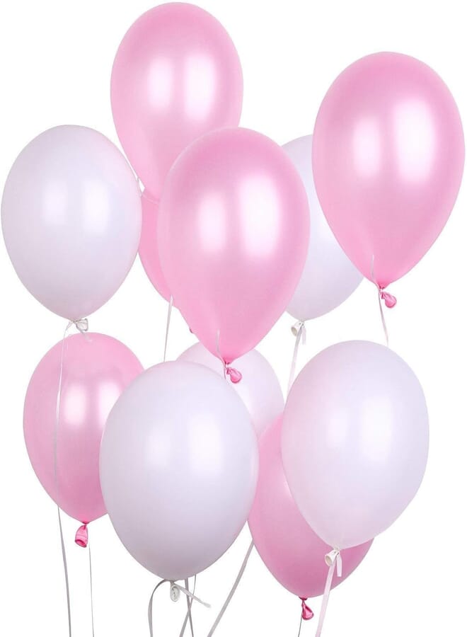 Secret 12inch 100 Pcs Pink and White Latex Balloons Helium Balloons Party Supplies Party Decorations for Wedding Birthday Christmas Baby Shower - Pink & White