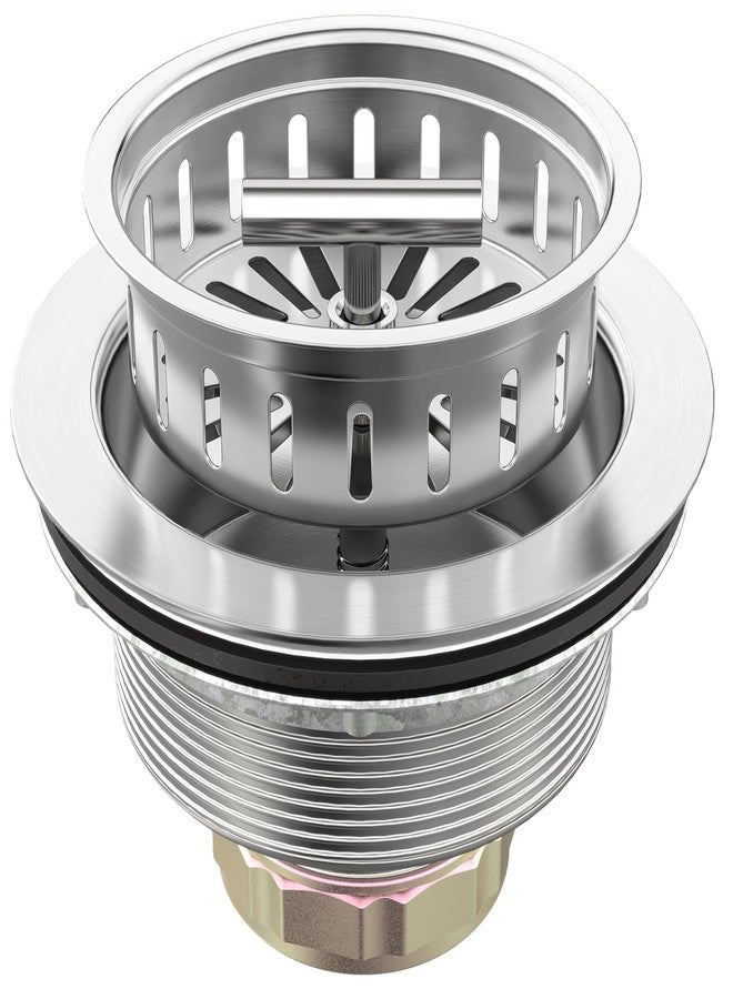 BOTEMY B9171 Kitchen Sink Drain 3 1/2 Inch Strainer Assembly Kit - Stainless Steel Basket/Stopper for 3.5'' Standard American Hole (Brushed) - Image 1