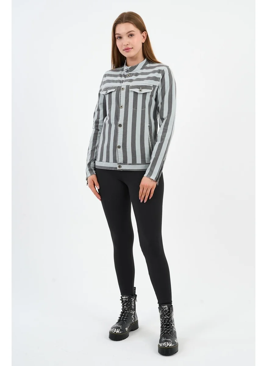 الكسندر جاردي Pocket Buttoned Sleeve Zipper Detailed Jacket Coat (880124)