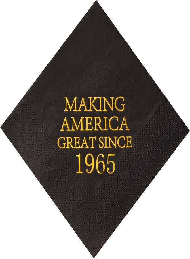 Crisky 60th Birthday Disposable Napkins Black and Gold Dessert Beverage Cocktail Cake Napkins 60th Birthday Decoration Party Supplies for Man Making Great Since 1965, 50 Pack 4.9"x4.9" Folded - Image 1