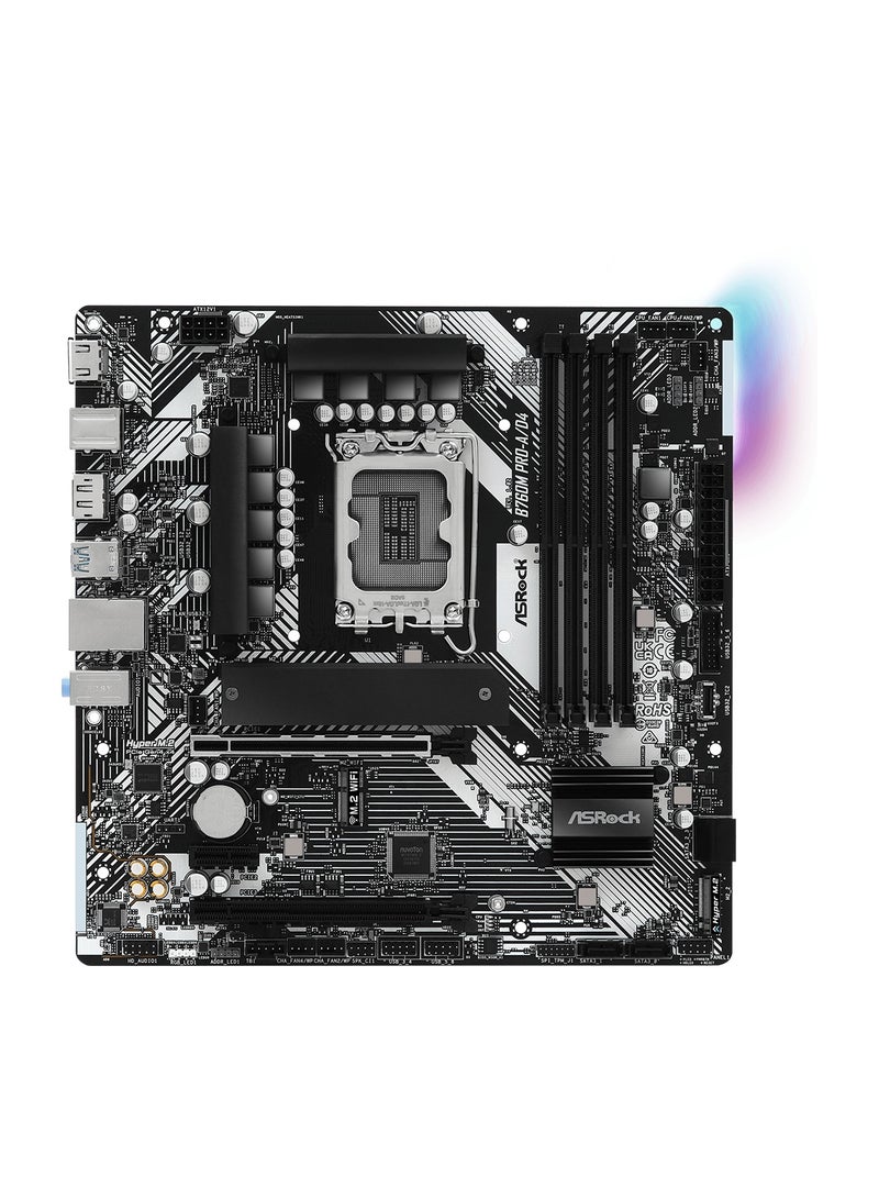 ASRock B760M Pro-A/D4  Micro ATX Motherboard for Intel Core Processors LGA1700, 4 x DDR4 DIMMs Supports Dual Channel, up to 5333+ (OC) ,Graphics Output Options: 1 HDMI, 1 DisplayPort - Image 3
