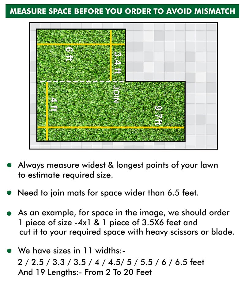 Yellow Weaves 35 mm Artificial Grass Carpet Mat for Balcony and Lawn Floor (Green, 2 x 10 Feet) - Image 5