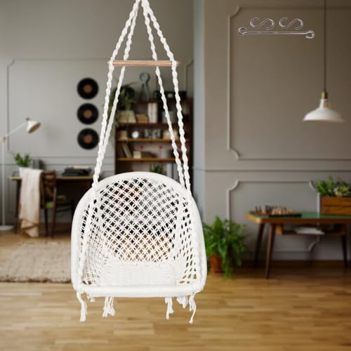 Patiofy D Shape Swing Chair/Swing for Adults & Kids/Swing for Balcony/Swing Chair for Adults for Home/Jhula for Adults/Jhoola/Swing for Indoor/Includes Hanging Kit -White - Image 1