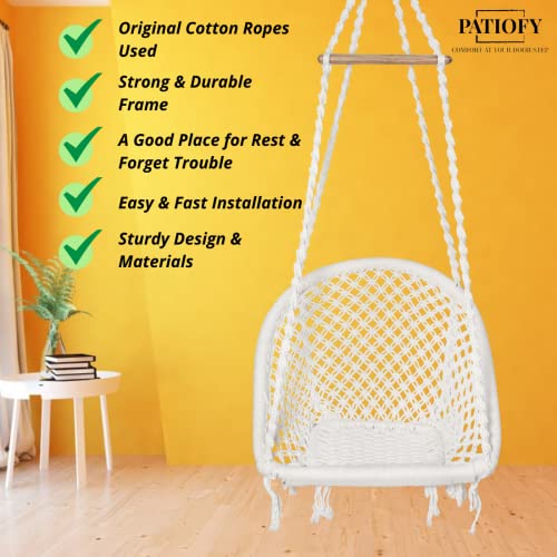Patiofy D Shape Swing Chair/Swing for Adults & Kids/Swing for Balcony/Swing Chair for Adults for Home/Jhula for Adults/Jhoola/Swing for Indoor/Includes Hanging Kit -White - Image 5