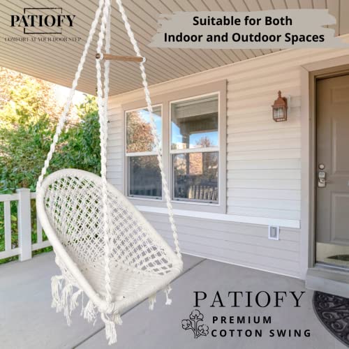 Patiofy D Shape Swing Chair/Swing for Adults & Kids/Swing for Balcony/Swing Chair for Adults for Home/Jhula for Adults/Jhoola/Swing for Indoor/Includes Hanging Kit -White - Image 4