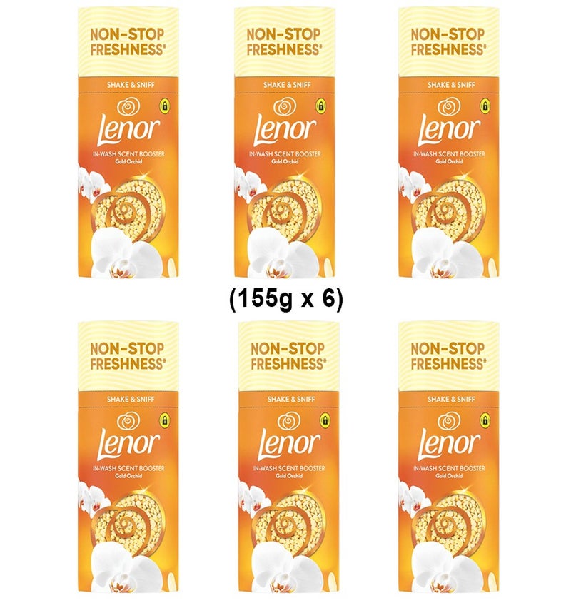 Lenor Gold Orchid In-Wash Scent Booster Beads Pack of 6 x 155g – Long Lasting Laundry Fragrance Booster, Fabric Freshener, Premium Clothes Perfume Up to 12 Weeks Freshness