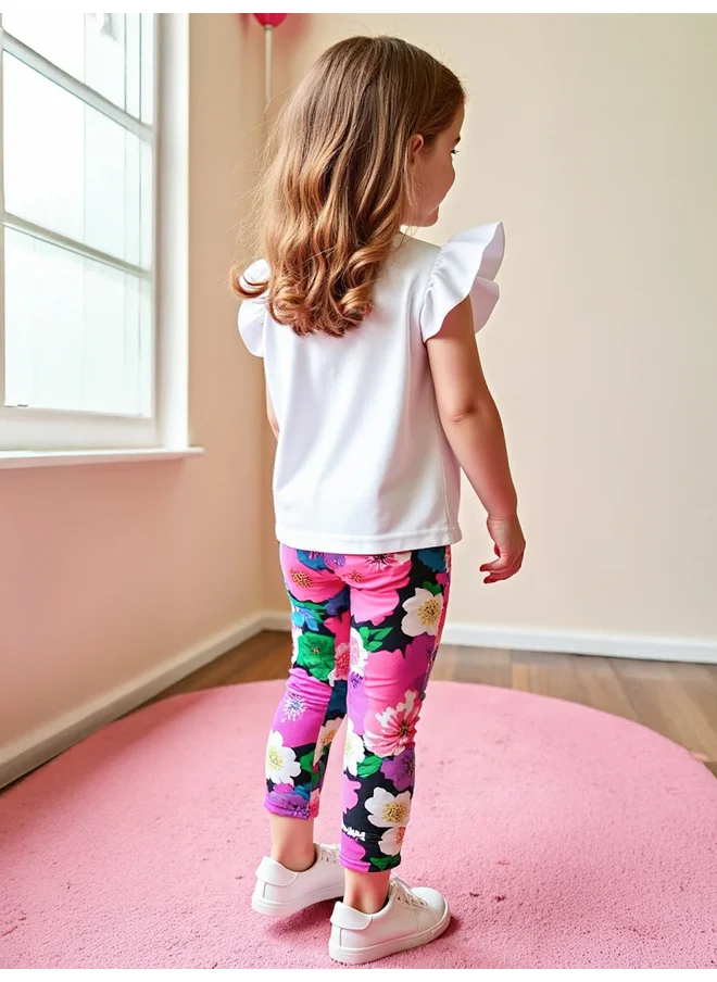 تايك تو Take Two Kids Pink Floral Leggings and T-Shirt 2 Pcs Set