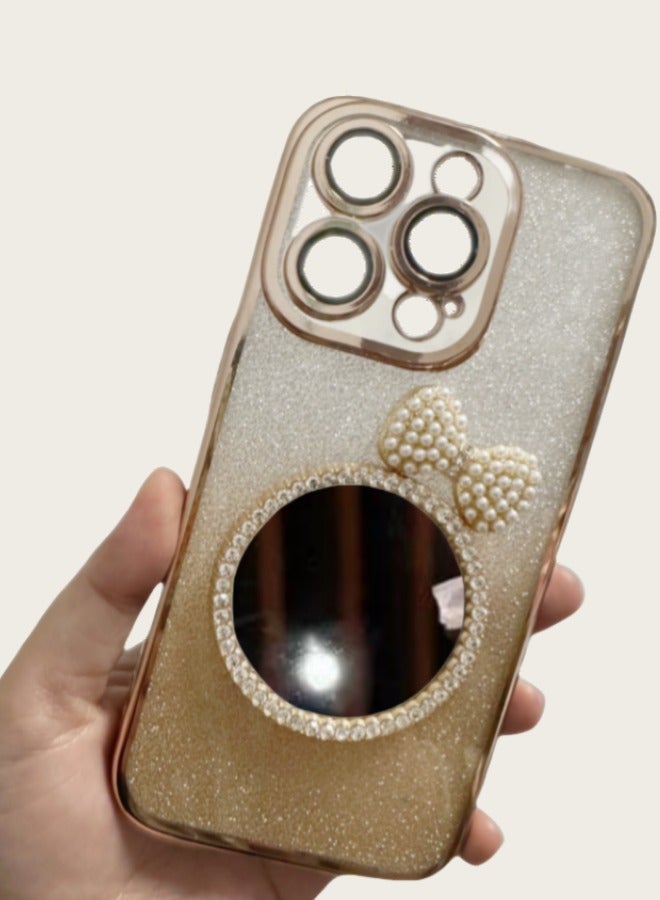 iPhone 14 Pro Glitter crystal Case: Luxury Shockproof Cover with Built-in Mirror | Trendy Protection - Image 1