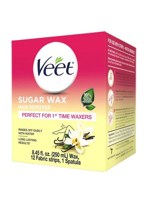 Sugar Wax Hair Remover Perfect For First Time Waxers Contains 12 Fabric Strips & 1 Spatula With A Temperature Indicator