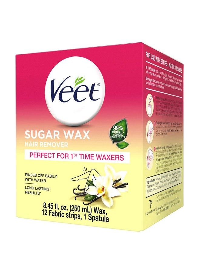 Sugar Wax Hair Remover Perfect For First Time Waxers Contains 12 Fabric Strips & 1 Spatula With A Temperature Indicator