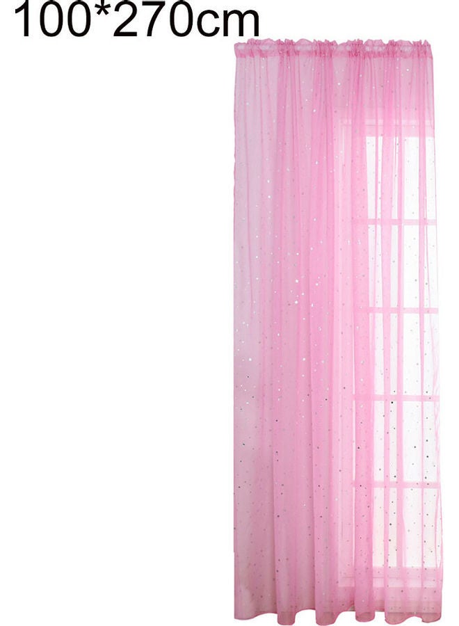 إسكدنيا ستارة نافذة شفافة من قماش الفوال والتول مزينة بنجوم لامعة وردي