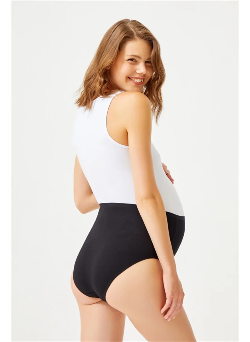 كوتن هيل Black Cotton High Waist Maternity Bikini Panties