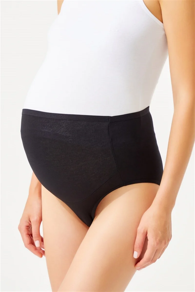 COTTONHILL Black Cotton High Waist Maternity Bikini Panties