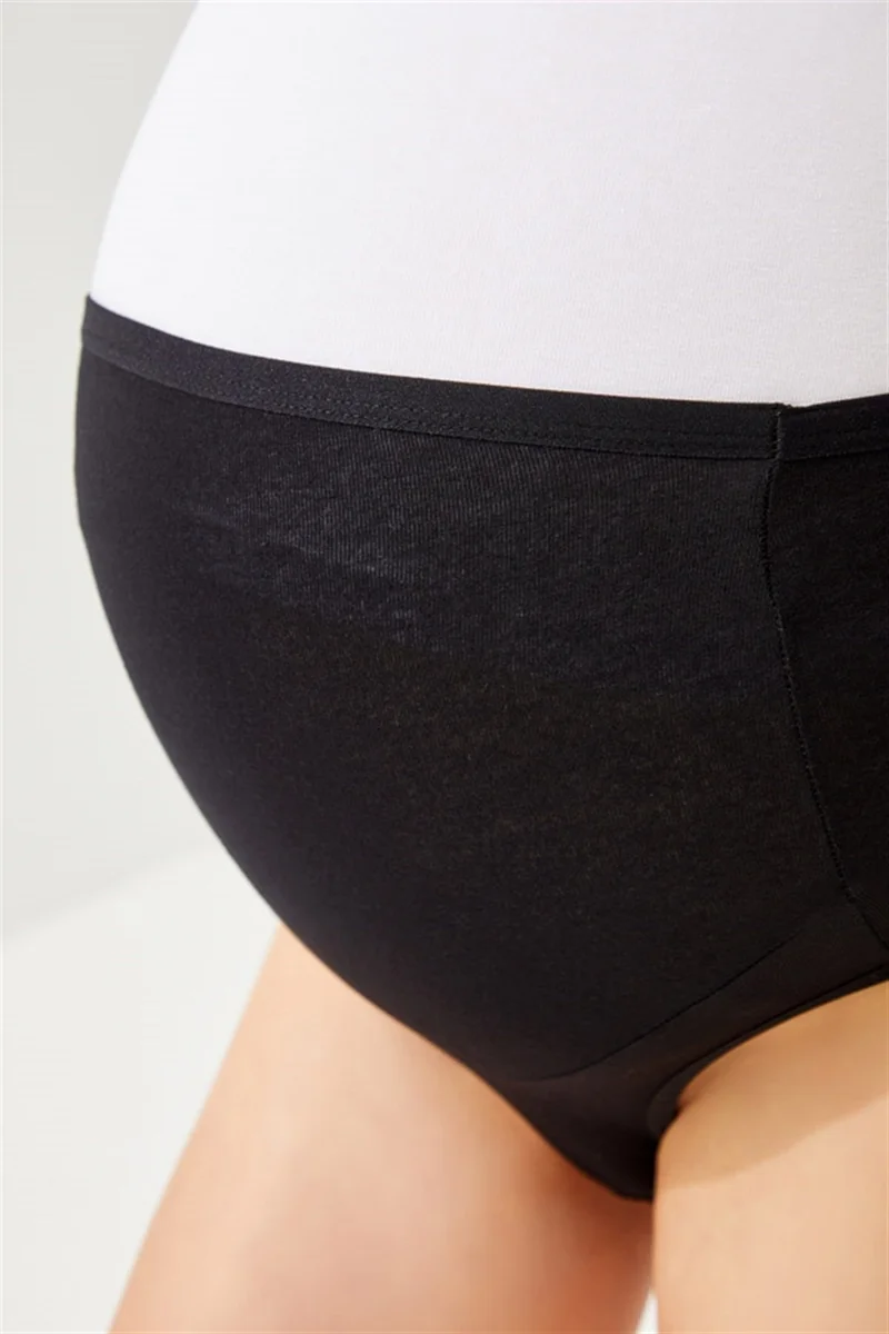 COTTONHILL Black Cotton High Waist Maternity Bikini Panties